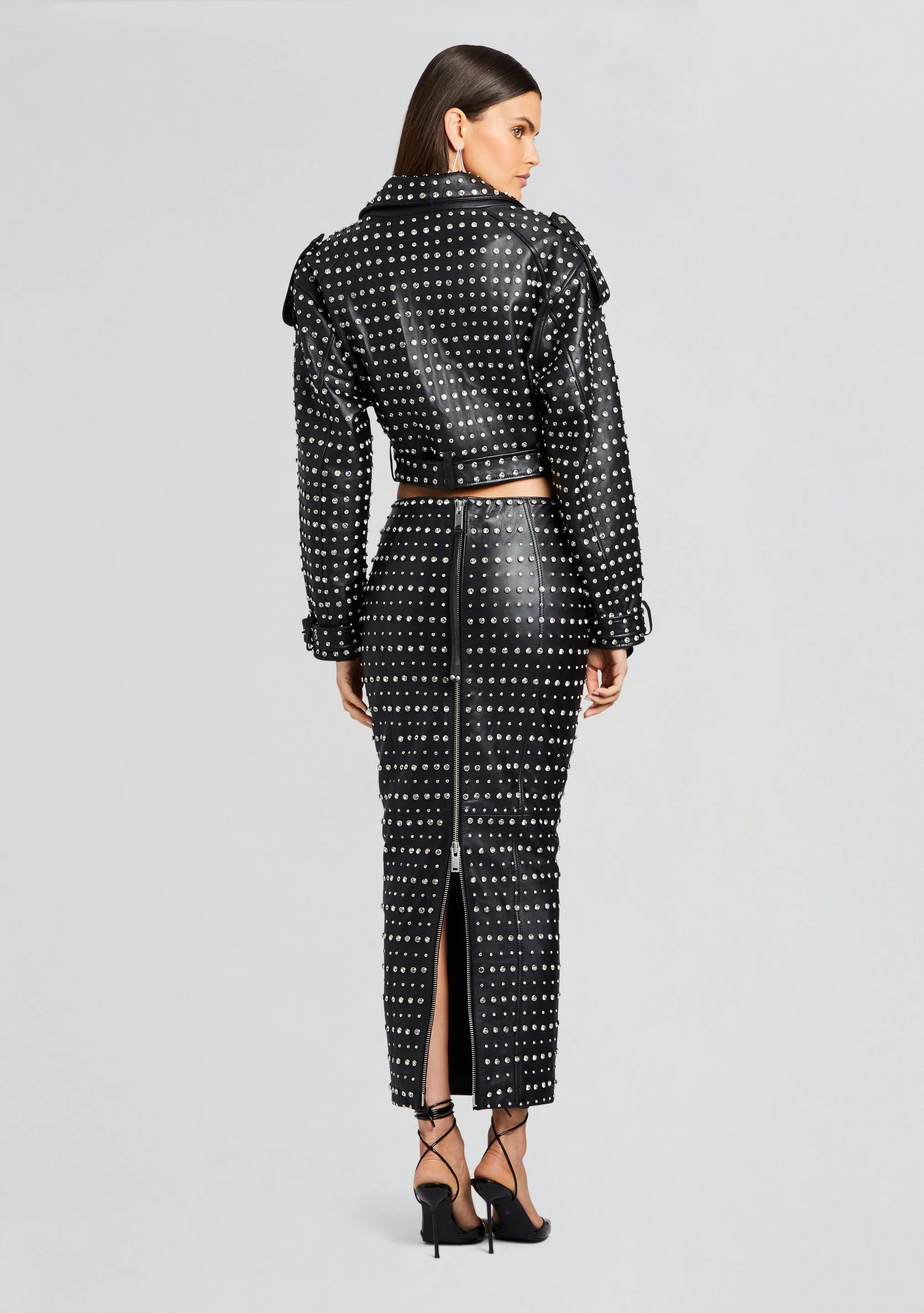 Whitley Embellished Leather Skirt