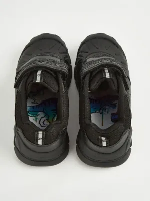 Wide Fit Black Two Strap Dinosaur Trainers | School | George at ASDA
