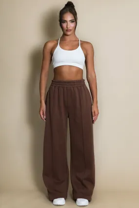 Wide Leg Joggers In Chocolate