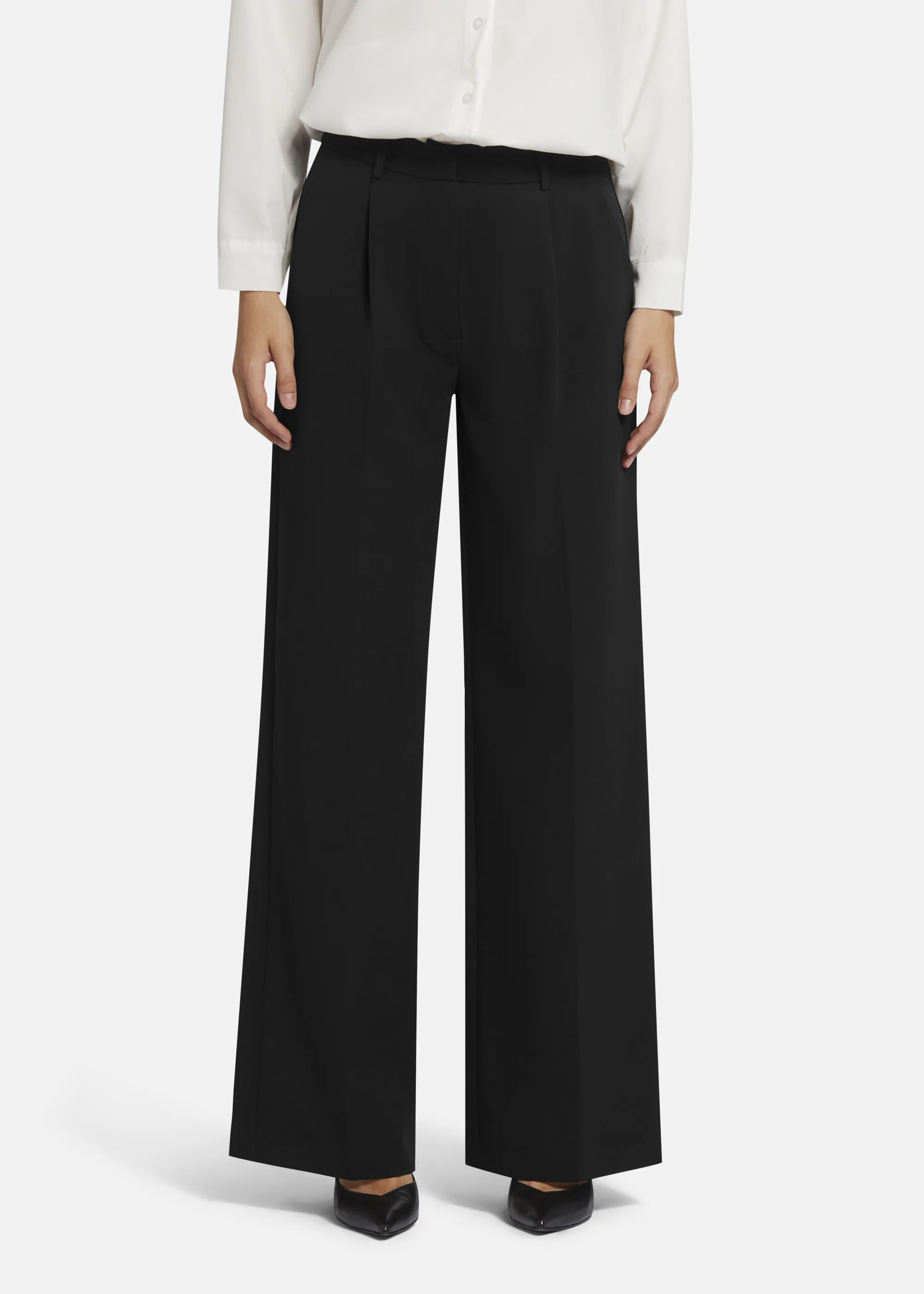 Wide Leg Twill Pants - VINIWA in BLACK