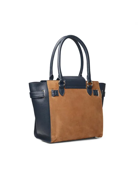 Windsor tan & navy Tote bag