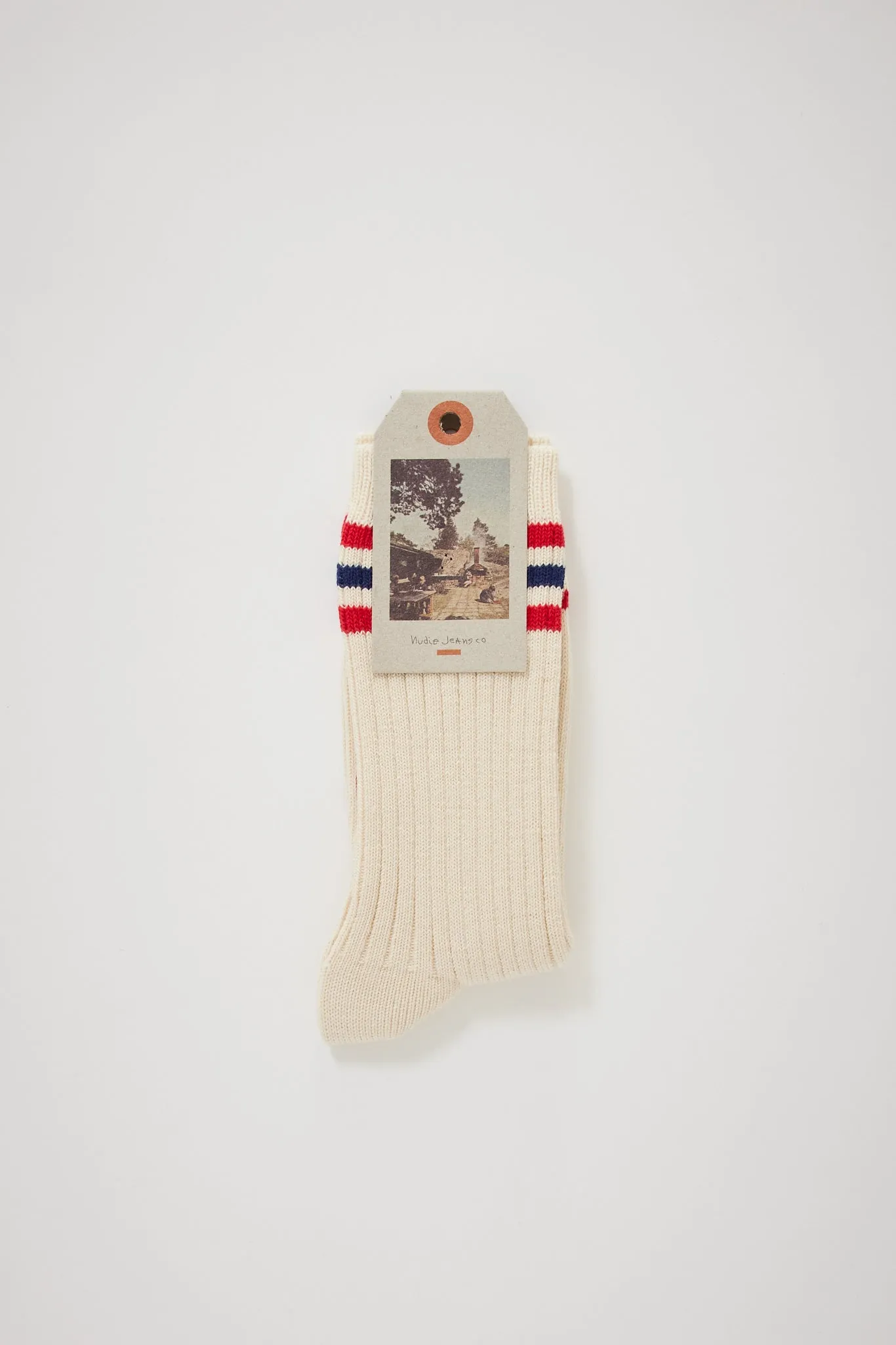 Women Tennis Socks Retro Off White/Red