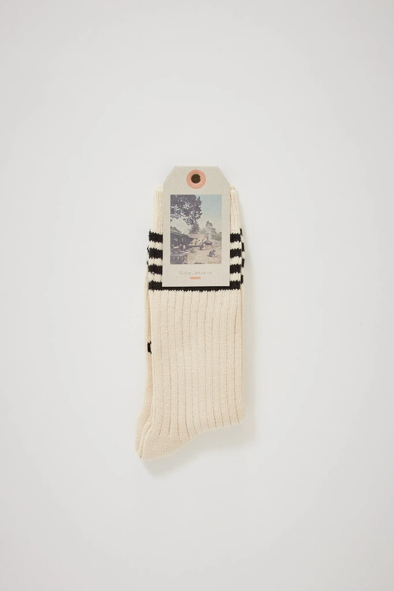 Women Tennis Socks Stripe Off White/Black