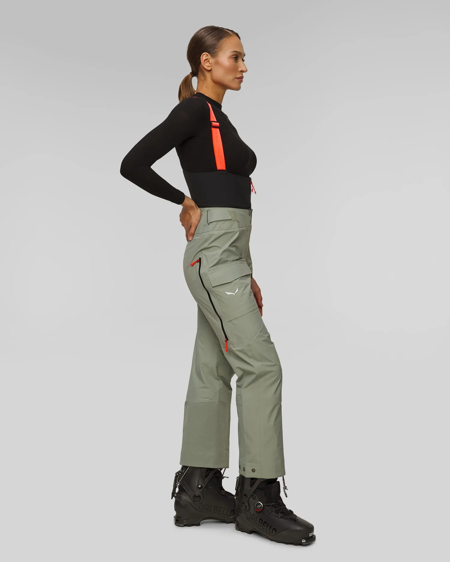Women's ski touring trousers with braces Salewa Sella Free 3L PTX 29117-5130
