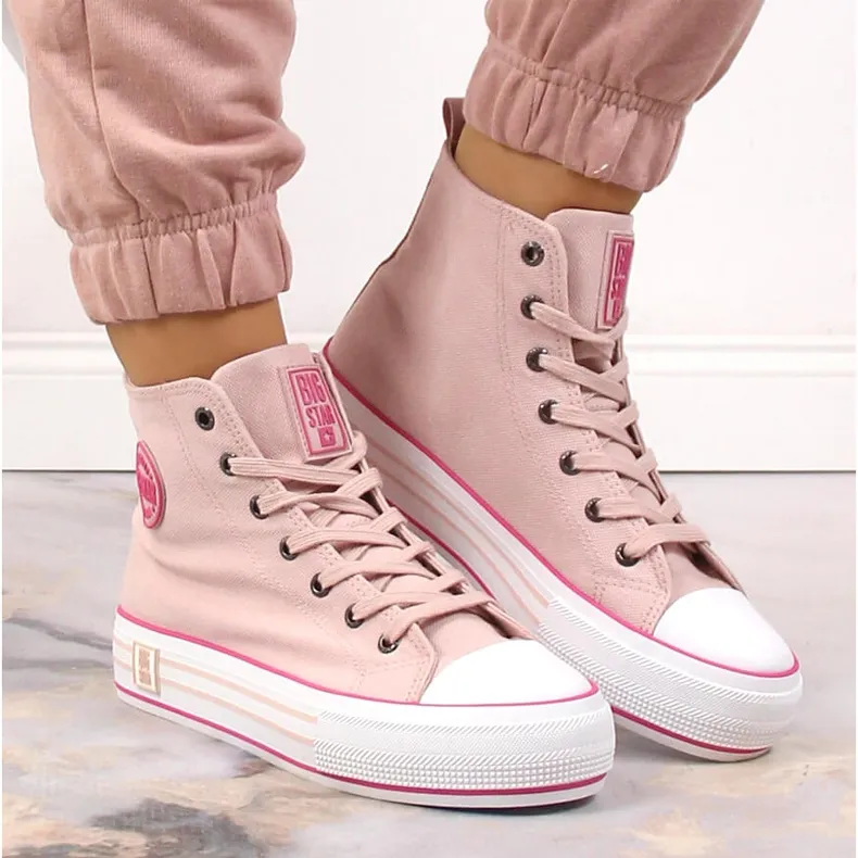 Women's high-top sneakers on the platform powder pink Big Star LL274186