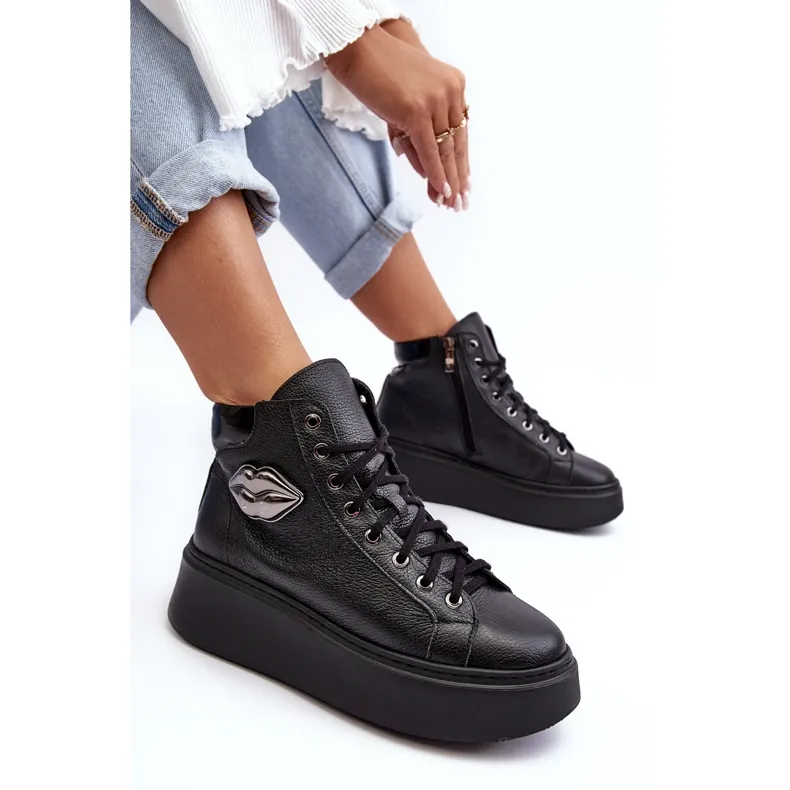 Women's High Zip Sneakers Lemar Black Katerin