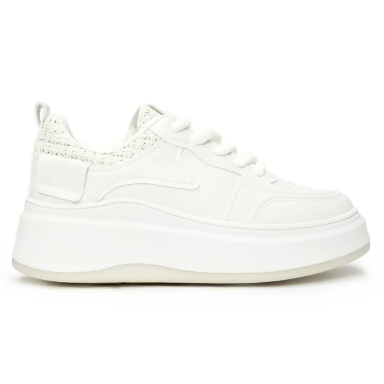 Women's white sneakers with a thick sole