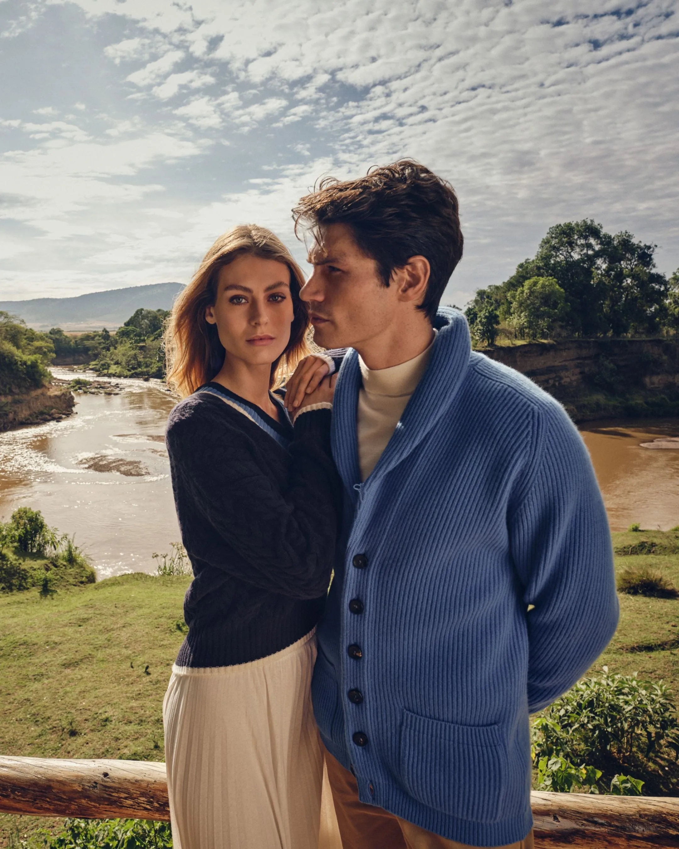 Women's Cable Cricket Cashmere Jumper Navy Blue