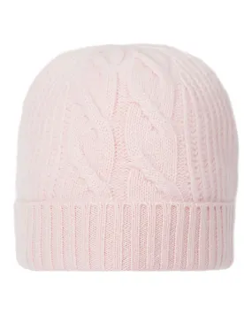 Women's Cable Rib Cashmere Hat Quartz Pink