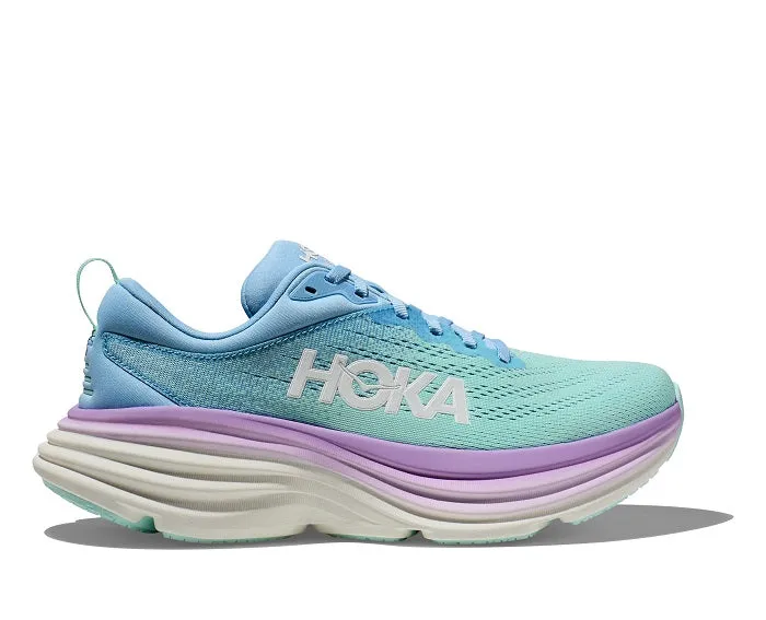 Womens Hoka Bondi 8 Wide in Airy Blue/Sunlit Ocean