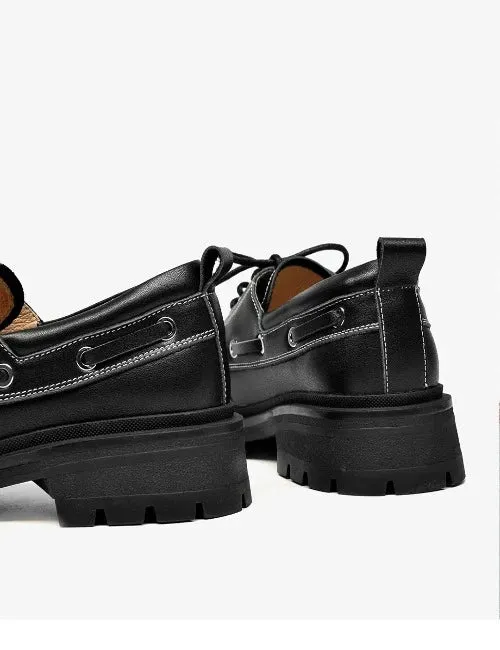 Women's shoes made of genuine leather on a platform