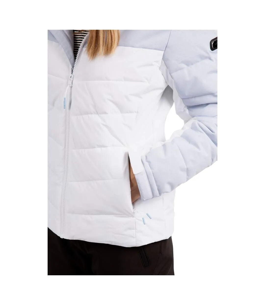 Womens/ladies flattery padded hooded waterproof jacket light sky blue Trespass