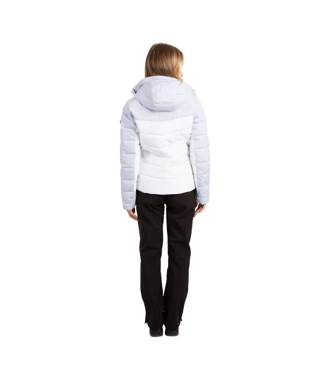 Womens/ladies flattery padded hooded waterproof jacket light sky blue Trespass