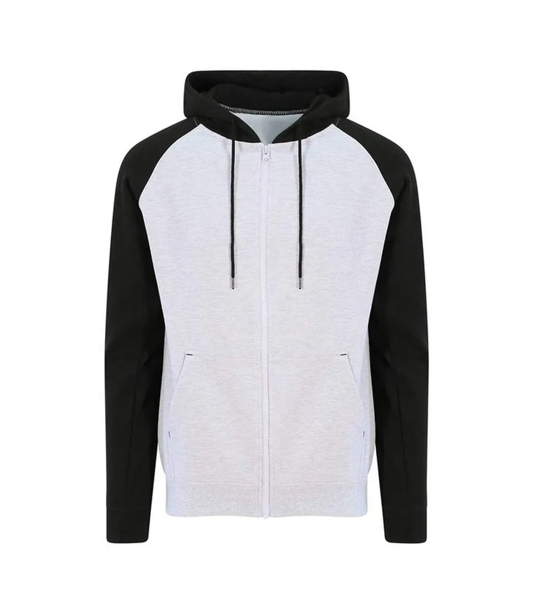 Womens/ladies full zip baseball hoodie heather grey/jet black Awdis