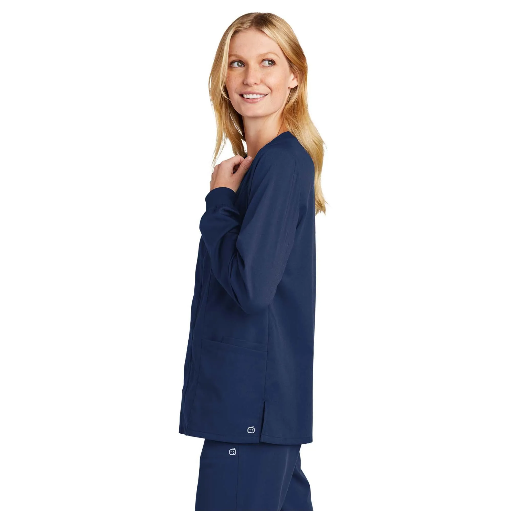 WonderWink WW4088 Women's Premiere Flex Full-Zip Scrub Jacket - Navy
