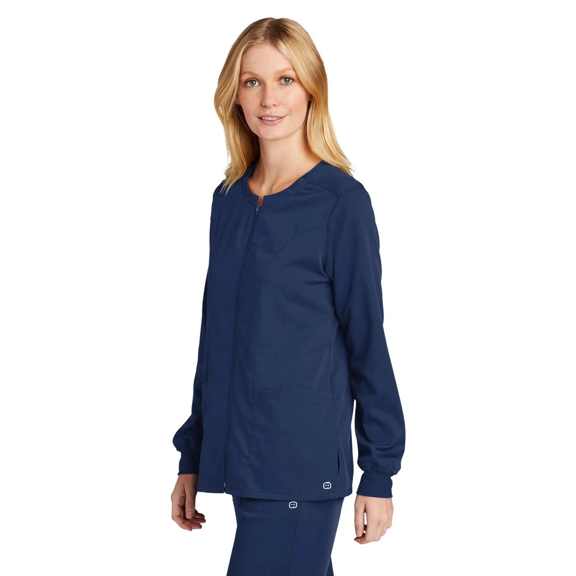 WonderWink WW4088 Women's Premiere Flex Full-Zip Scrub Jacket - Navy