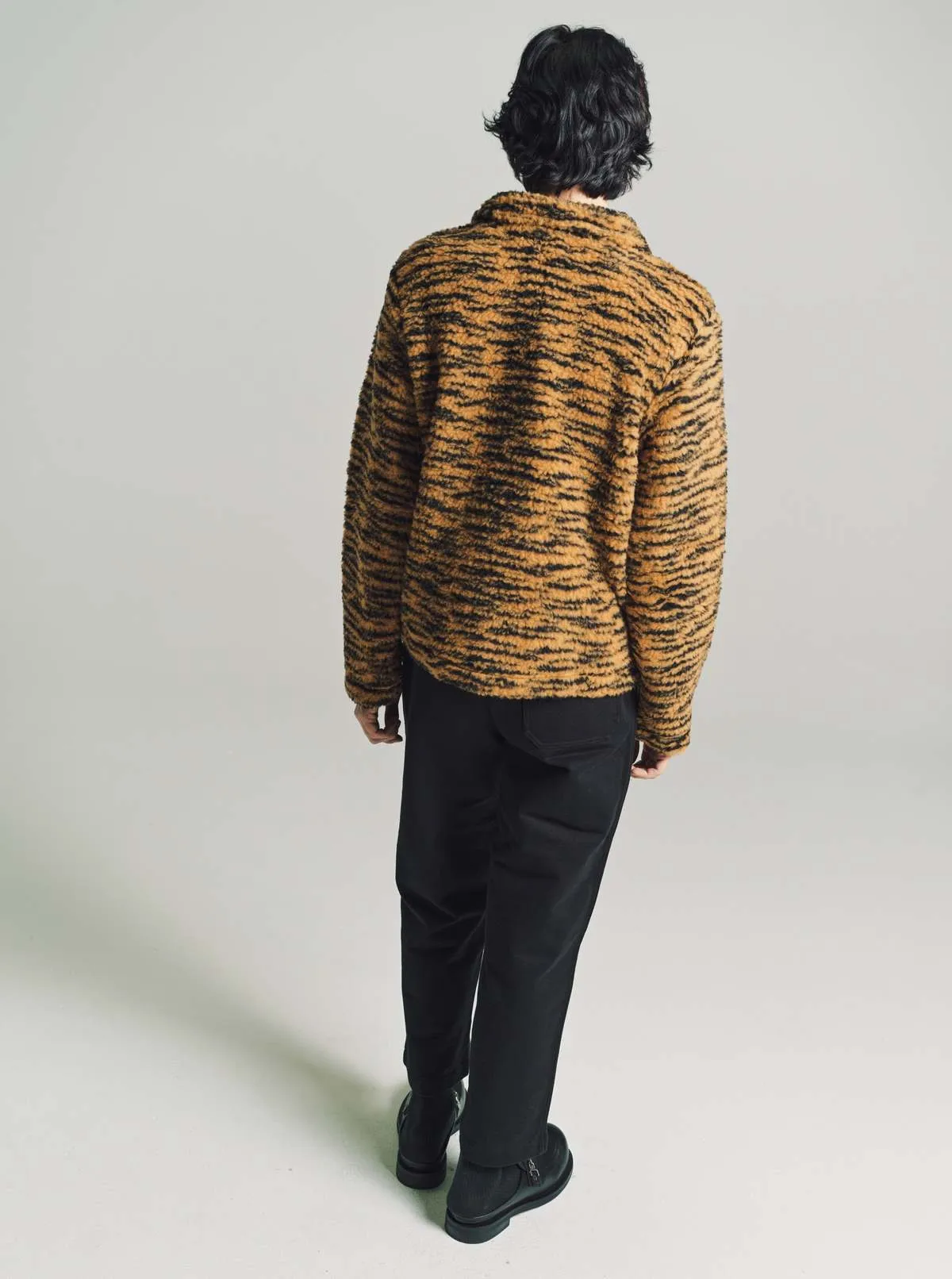 Wool Fleece Tie Up Pullover - Orange/Black