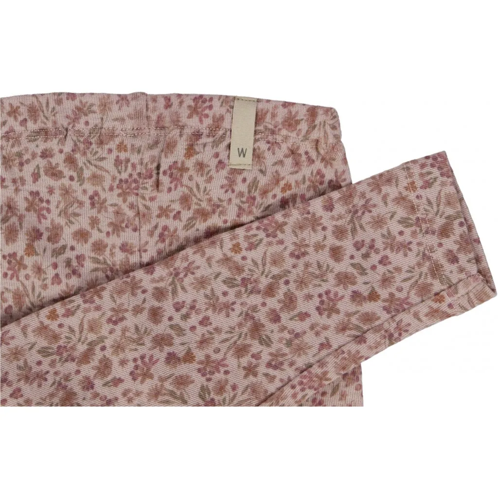 Wool Leggings - powder flowers