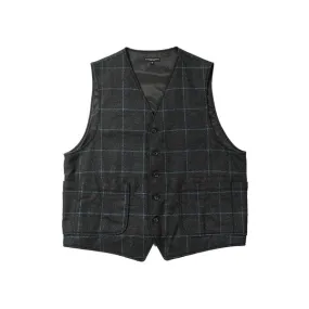 Wool Poly Windowpane ODD Vest - Charcoal/Light Blue