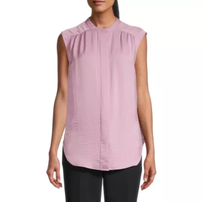 Worthington Womens Y Neck Sleeveless Tunic Top