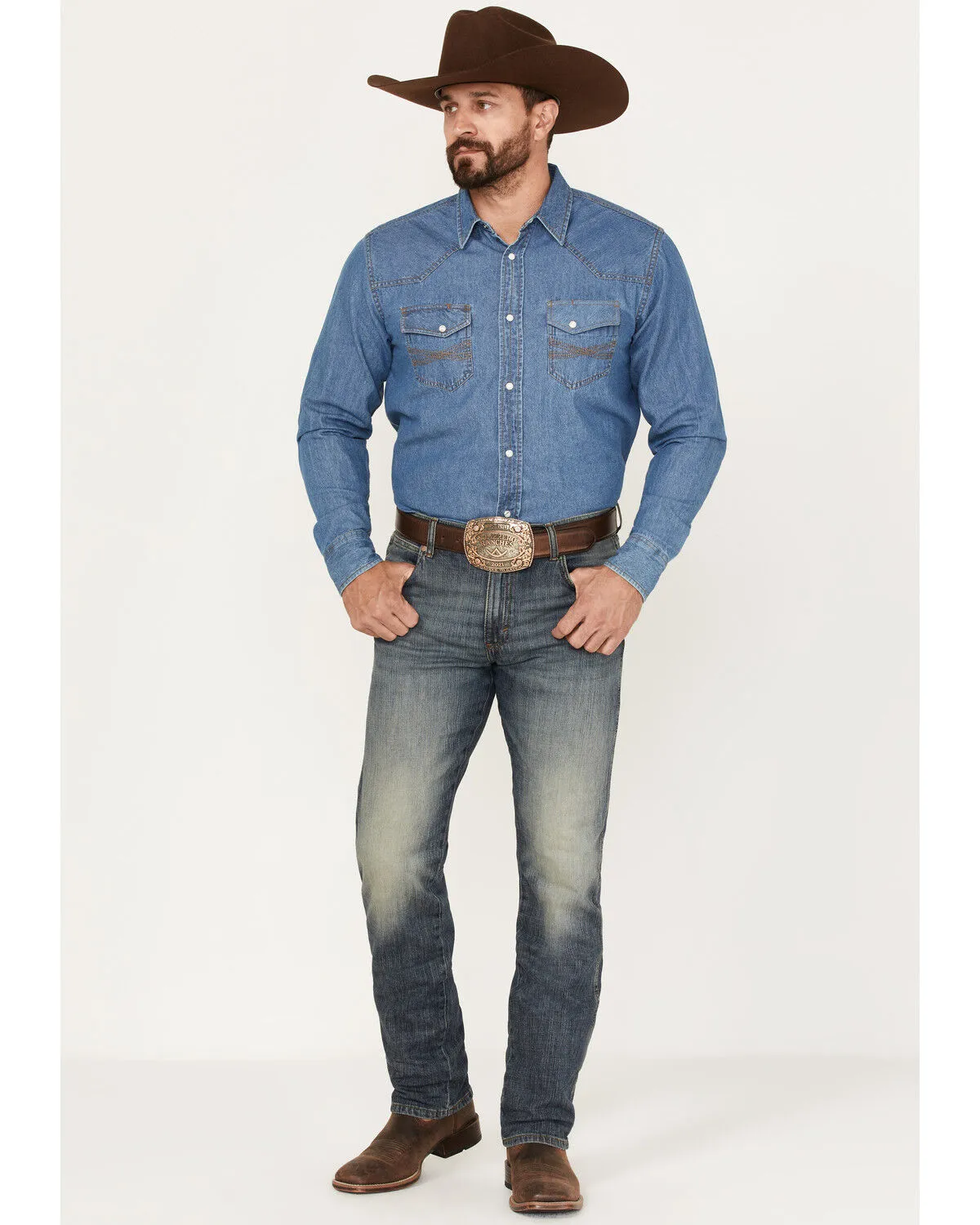 Wrangler Retro Men's Dark Knight Medium Wash Stretch Slim Straight Jeans