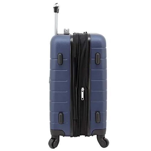 Wrangler Smart Luggage Set with Cup Holder and USB Port, Navy Blue, 20-Inch Carry-On