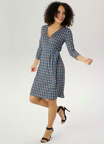 Wrap Look V-Neck Jersey Dress by Aniston | Look Again