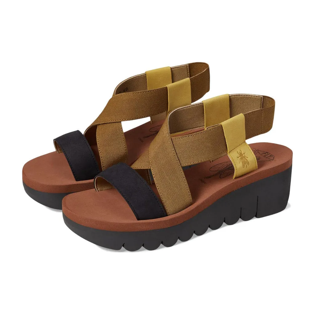 Yabi922Fly Leather Women's Wedge Heel Sandals