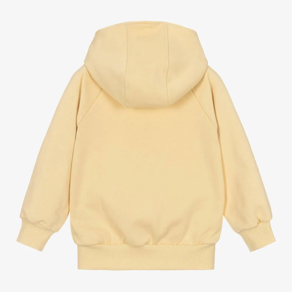 Yellow Organic Cotton Zip-Up Hooded Top