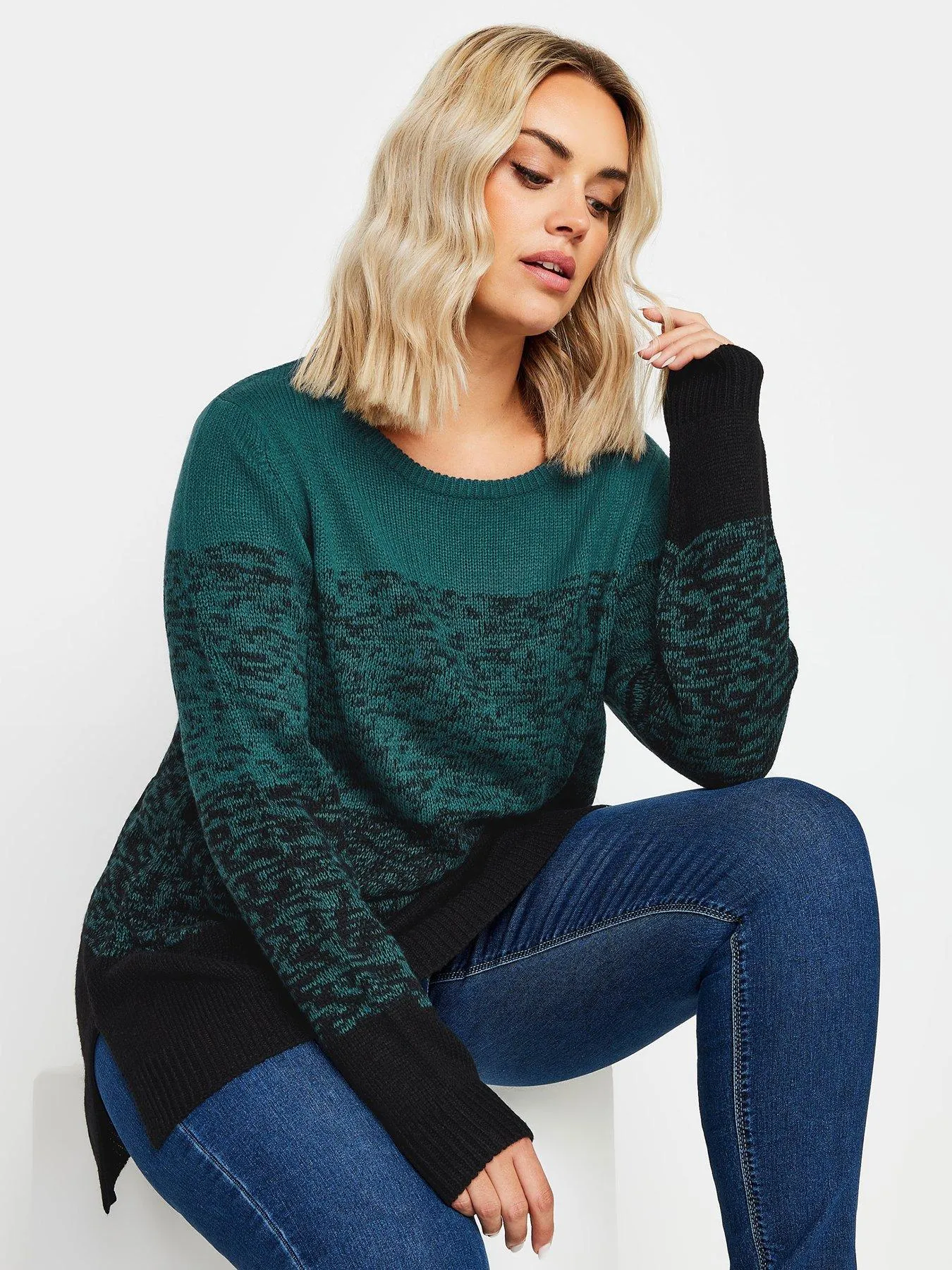 Yours Curve Colourblock Jumper
