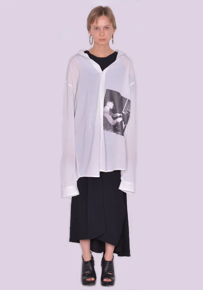 YUIKI SHIMOJI UNISEX LONG SLEEVE SHIRT WHITE COCTEAU