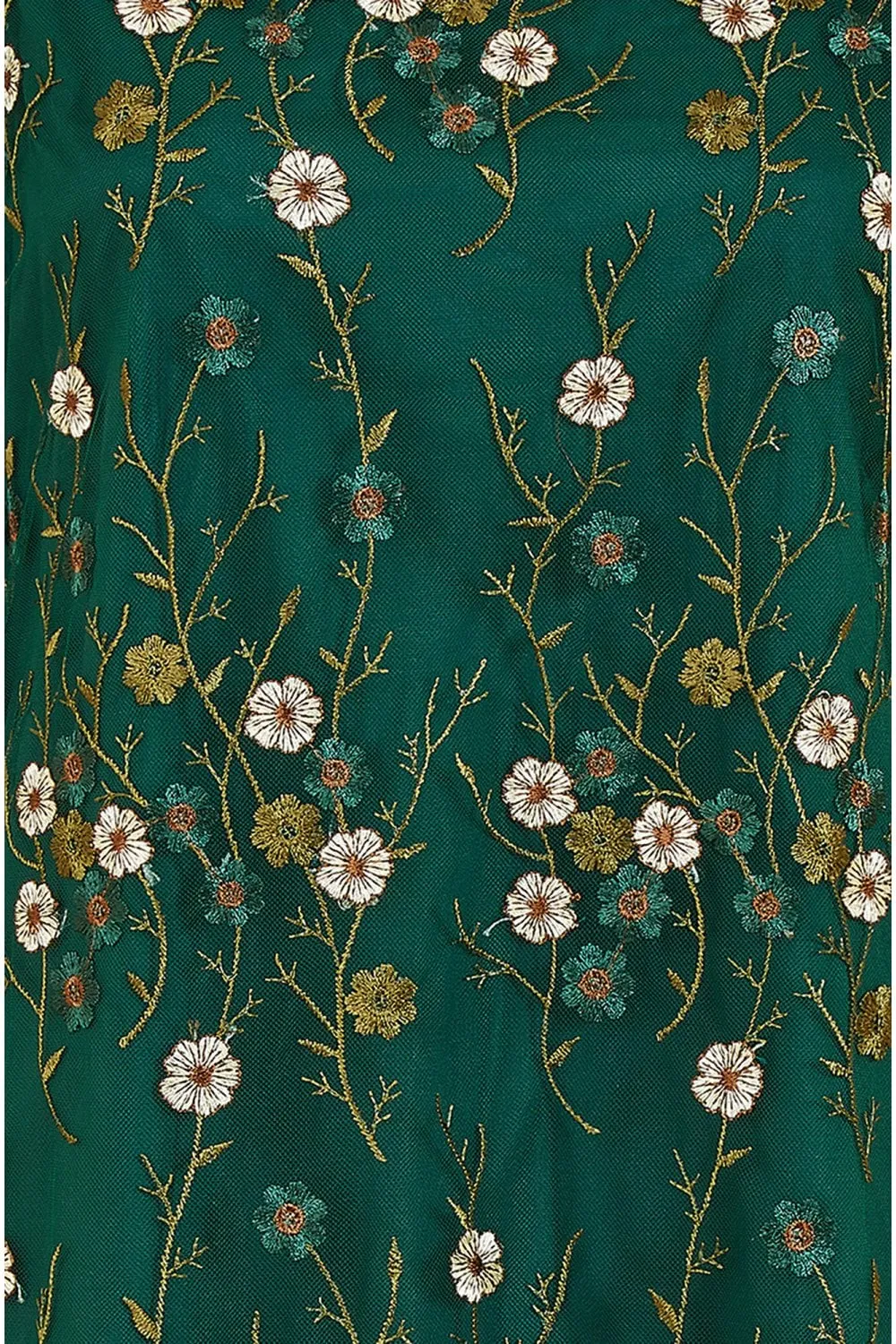 Yumi Green Embroidered Floral Tunic Dress
