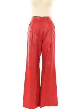 Yves Saint Laurent Red Leather Trousers