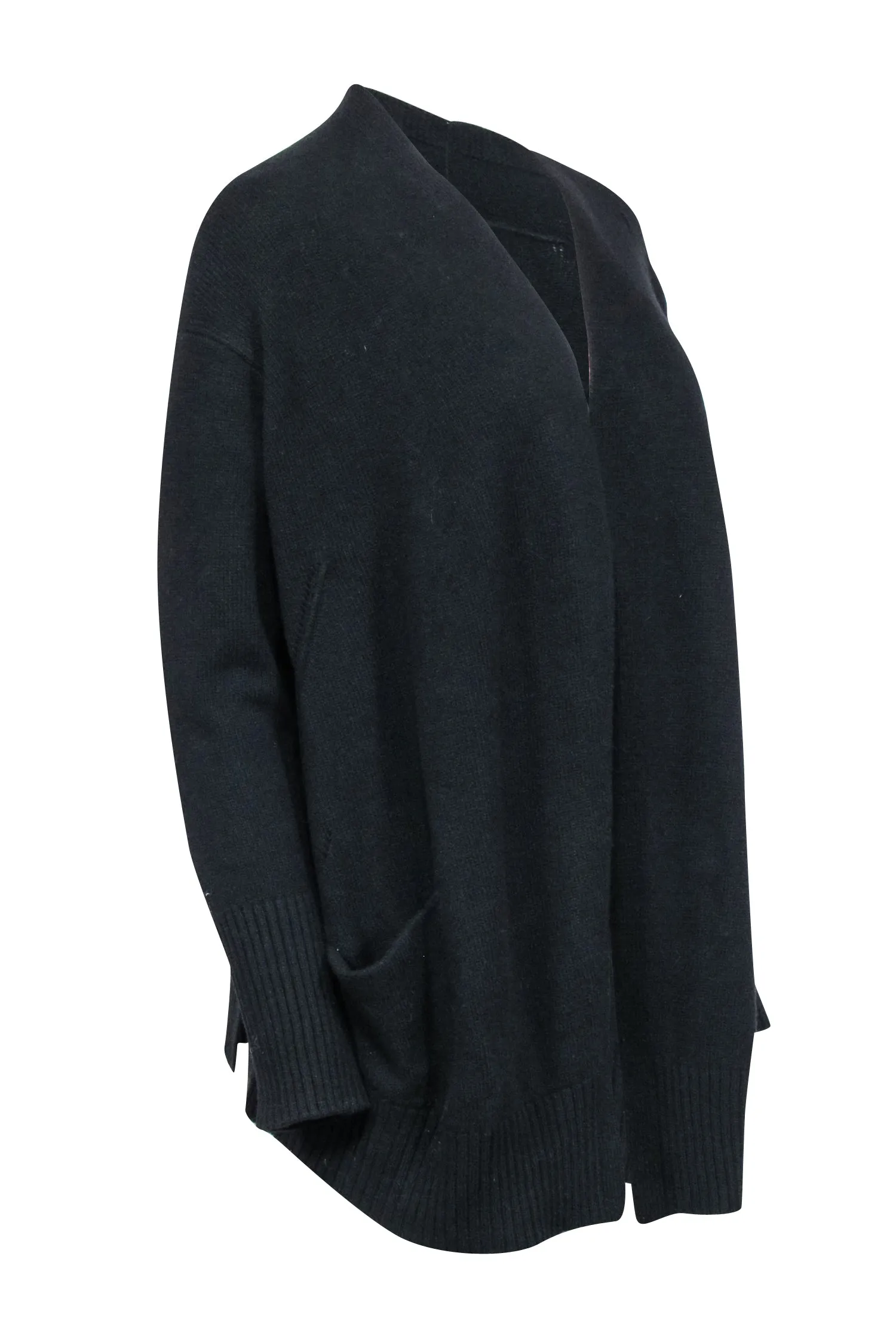 Zadig & Voltaire - Black Cashemere Blend Cardigan w/ Rhinestone “Punk” Back Sz XS/S