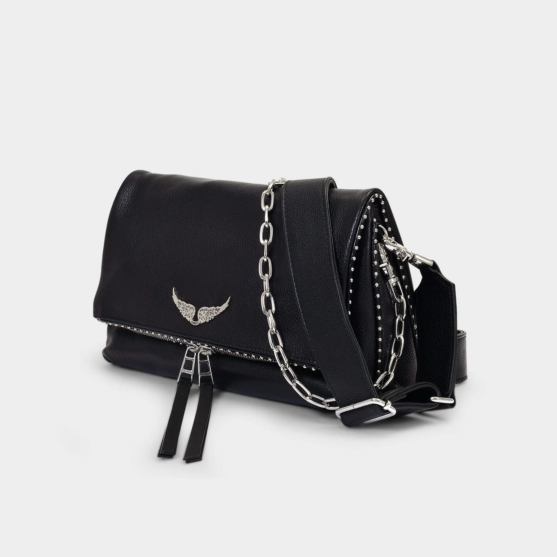Zadig & Voltaire  Rocky Crossbody Bag in Black Grained Leather