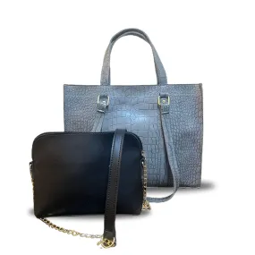 ZARA 2Pc GREY CROCODILE BAG