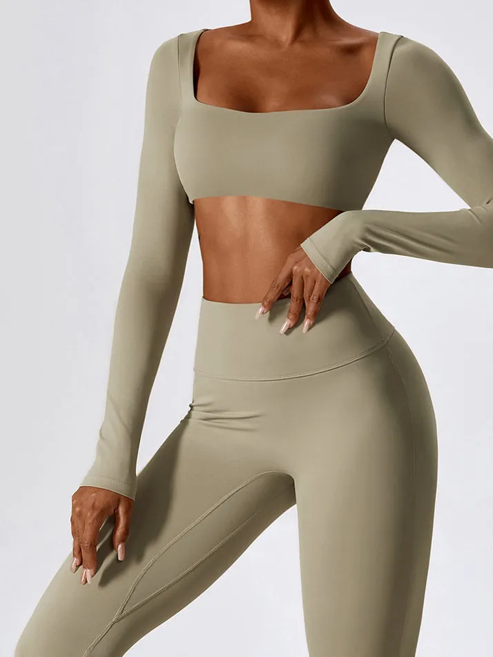 ZASUWA Female Square Collar Flare Scrunch Bum Tracksuit