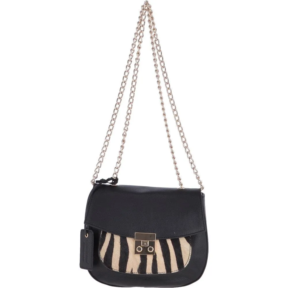 Zebra Print Natural Hair On Hide Small Cross Body Bag Black/Zebra – 61637