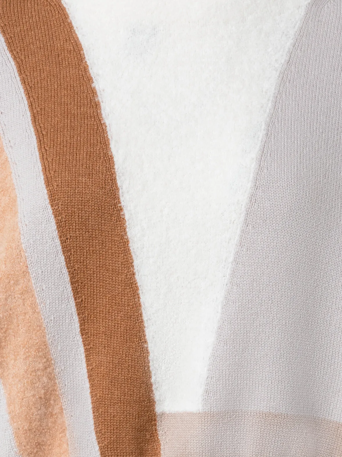 Zig Zag Trapezoid Intarsia Cashmere Silk Bouclé Short Pullover