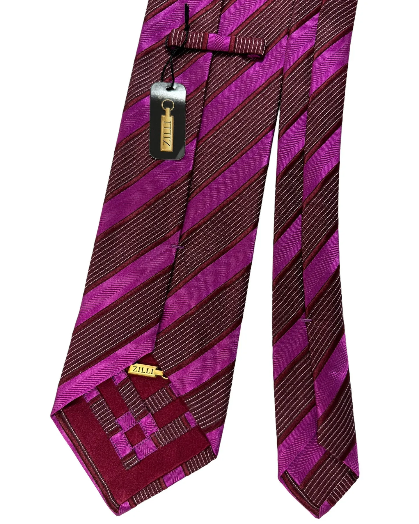Zilli Silk Tie Magenta Stripes - Wide Necktie