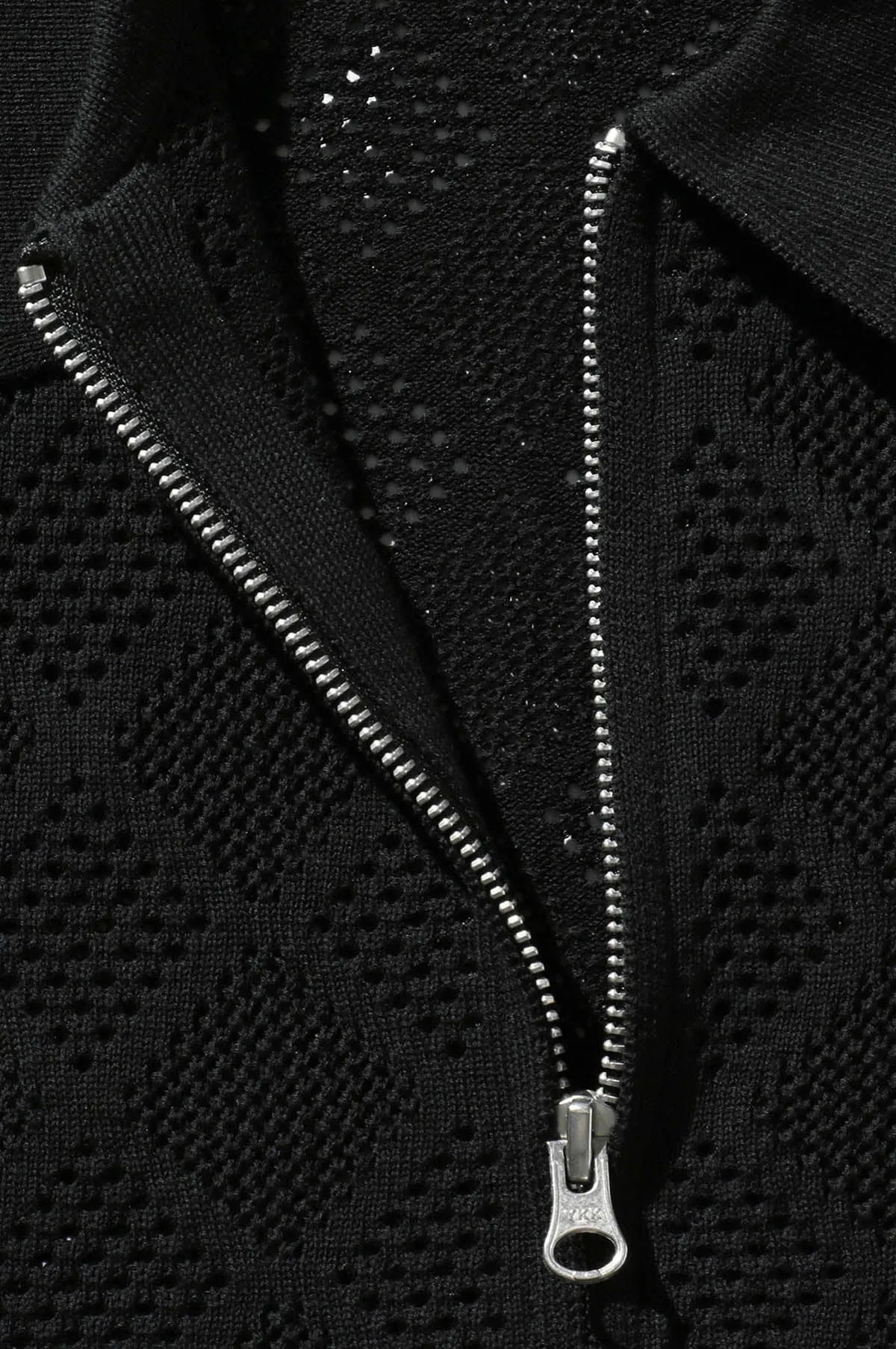 Zip Knit Polo Mesh Black