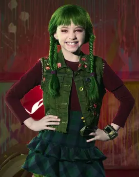 Zombies 2 Zoey Green Vest | Kingston Foster Green Denim Vest | 50% Off